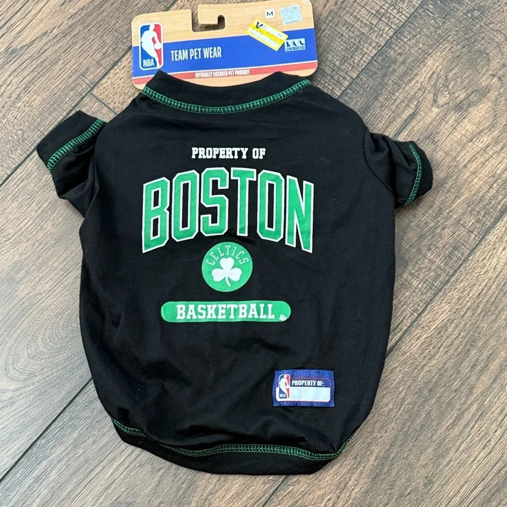 NBA Boston Celtics Team Pet Logo Shirt Black Green New size Medium